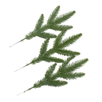 China decorative flowers & Braid 1 piece 5 fork pine plastic high quality green artificial plant needle garland diy selection of office home decoration plants for sale