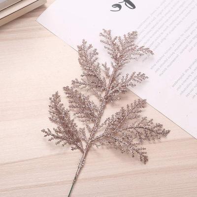 China decorative flowers & Braids 10PCS Wholesale Artificial Cedar Branches Green Cedar Pine Needles For DIY Wreath Christmas And Garden Decoration for sale