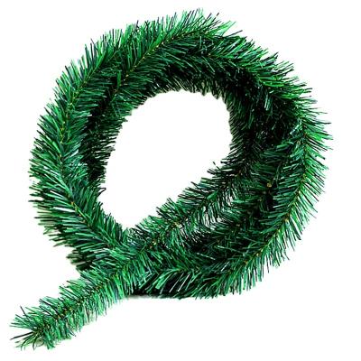 China 5.5M Artificial Green Leaf Green Christmas Party Plastic DIY Garland Needle Garland Pine Tree Metal Wire Hanging Hanging Leaf for sale