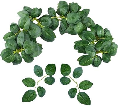 China DIY Rose Leaves Garland Artificial Silk Greenery Bulk Rose Flower Leaves for DIY Wedding Centerpieces Rose Garlands Leaves Wall Supplies for sale