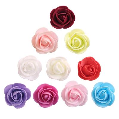 China Natural touch wholesales 500pcs/lot 3.5cm material artificial flower wedding Rose For Rose Bear pe flower head foam for sale