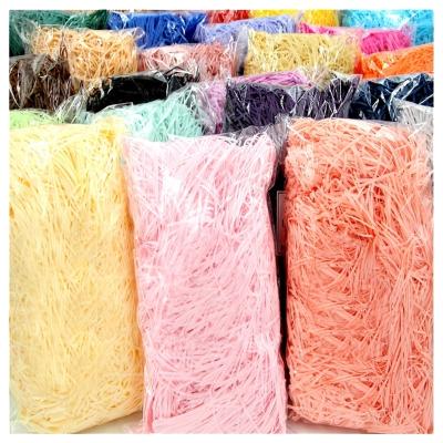 China 100g/pack Moisture Proof Factory Wholesale High Quality Decorative Raffia Shredded Paper Silk Crepe Shredded Gift Box Paper Filler for sale