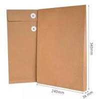 China Brown C4 Gusset Envelopes Kraft Paper Document Bag With Button Closure for sale