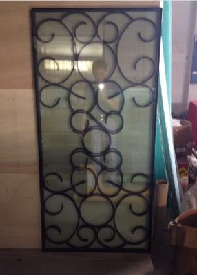 China wrought iron glass with tempered glass on both sides for sale