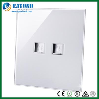 Chine Débouché blanc de téléphone de la bande RJ11 du plat de mur de verre de couleur 1 et 1 prise murale de débouché de données de la bande RJ45 à vendre