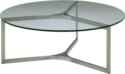 China Round Tempered Glass Metal Coffee Table , Stainless Steel Base coffee table ,Glass tables for sale