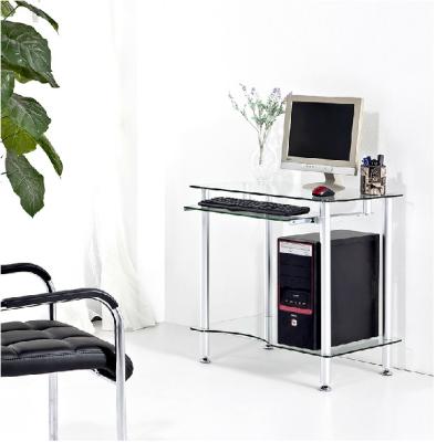 China Tempered Contemporary Glass Space Saving Computer Desk For Small Room DX-G016 for sale