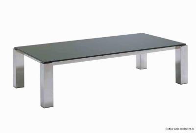 China Rectangle Tempered Glass Coffee Table , Durable Metal Glass Side Table , Simple modern tea table for sale