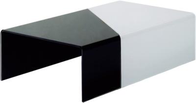 China Mesa de centro doblada del top del vidrio, mesas de centro de cristal negras contemporáneas, tabla de cristal blanco y negro en venta