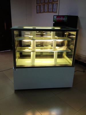 China Refrigerador de cristal doble de la puerta del postre 1,2 metros, congelador R134a de la exhibición de la torta 540W en venta