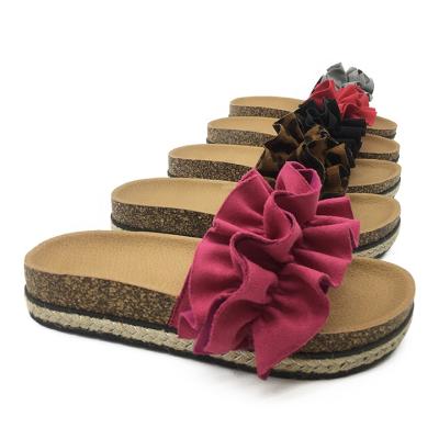 China High Quality Slippers Women's Wedding Slippers Fabric Elegant Fashion Trend Cork Ladies Slippers Luxury With Flowers for sale