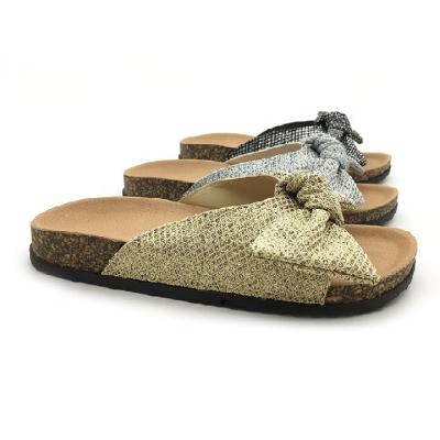 China High Quality Warm Comfortable Sandals Cork Stylish Women Fashion Trend Platform Bow Knot Design Slippers for sale