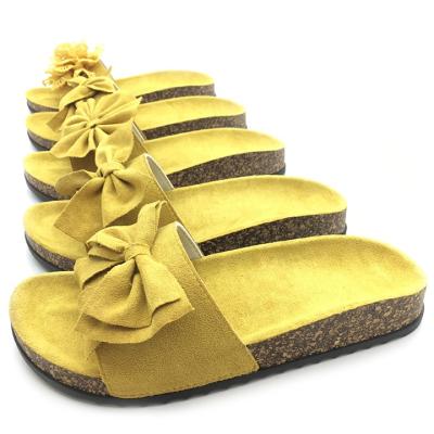 China New Fashion Trend Design Cork Sole Comfortable Multi-Color Flowers Women Slides Soft Indoor Outdoor Slippers for sale