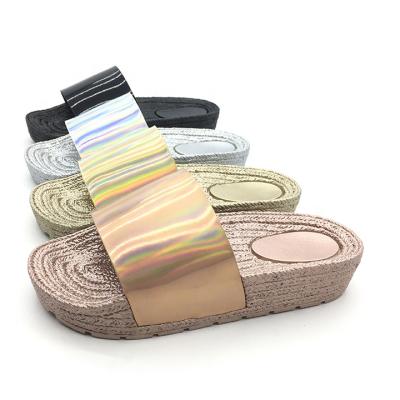 China Fashion Trend Factory Custom Waterproof Summer Slides Thick Unique Vacation Shoes Multicolor Metal Sandals Slippers for sale