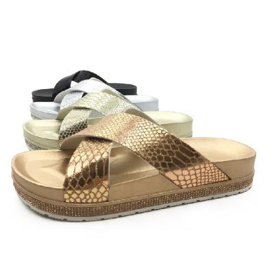 China OEM Logo Daily Crystal Line Popular Custom Made Fashion Trend China Supplier Slips Irregular Cross Straps Shoes Slippers for sale