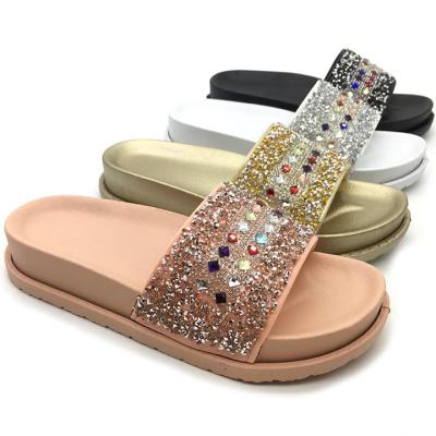 China Cheap Women's Fashion Trend Fashion Summer Flat Slippers Rhineston Open-Toe Platform Lovely Ladies Shoes for sale