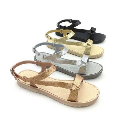 China Cheap European Fashion Trend Women PVC Ladies Glitter Sandals Summer Beach Shoes Made From China for sale