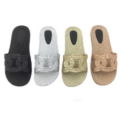 China China Supplier PVC Waterproof Solid Low Price Custom Color Flat Slippers Glitter Shiny Slippers for sale