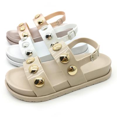 China Latest Fashion Waterproof Women's Slide Design Soft Sandal Women's Link Sandals Women's Flat Sandals for sale