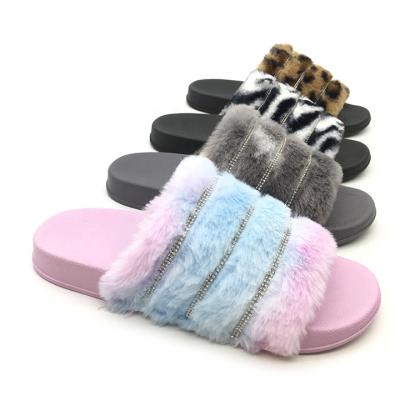 China Fashion Trend Stylish Premium Fur Bedroom Fur Slippers With Fur Slippers for sale