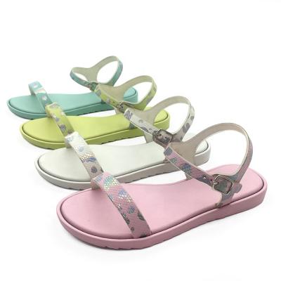 China New Unique Design Cute Breathable Dot Sequin Upper Slippers With Back Straps Macaron Colors Kid Sandals for sale