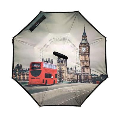 China All In 1 Layer Smart Upside Down Fancy Parasol Double Inverted Reverse Folding Umbrella for sale