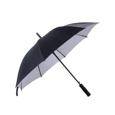 China 30 Inch Traditional Auto Open Silver UV Coating Golf Umbrella Straight Windproof Custom Print Logo For Promotional Cheap Golf Umbrellas for sale