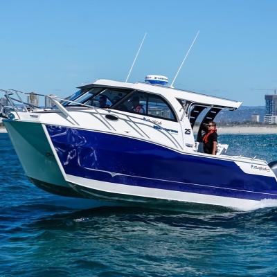 China Leisure 9m Aluminum Catamaran Fishing Boat Sunstrider 900 Stern Stretched 29.5ft Catamaran for sale