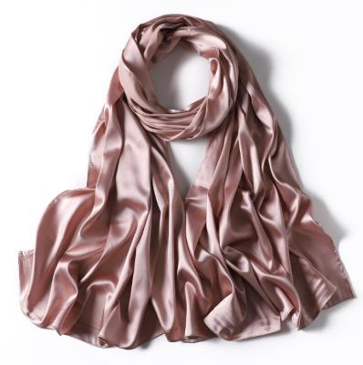 China Fold With Dots Shawls Fashion Solid Color Wholesale Custom Women Stain Silk Scarf 180*70cm for sale