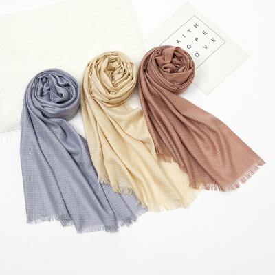 China Shiny cotton the new style gold color yarn turban scarf women fashion cotton simple shawl and scarf for sale