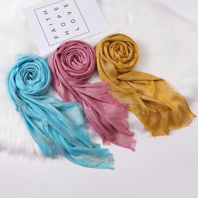 China Hijab 2021 bawal cotton new gold tassel scarf malaysia indonesia cotton new gold tassel scarf cotton female tudung scarf silk for sale