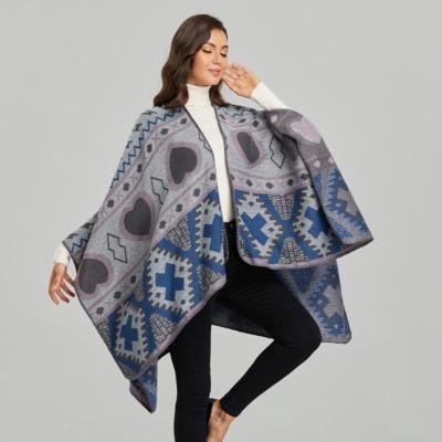 China European and American street direct jacquard shawl fashion factory ladies split thick coat warm outside for sale