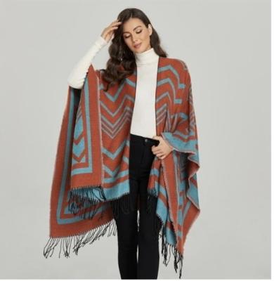 China European and American street direct jacquard shawl fashion factory ladies split thick coat warm outside for sale