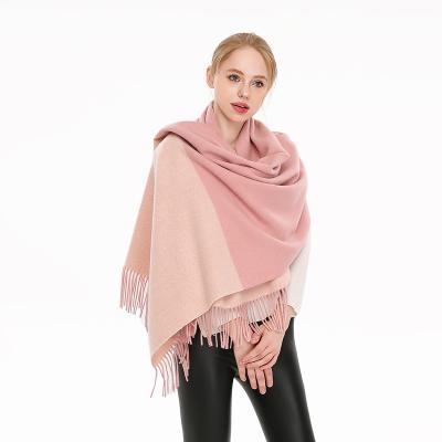 China Wholesale 100% Thick Cashmere Feeling Tassel Scarves Women Winter Large Scarf Soft Smooth Plaid Shawl for sale