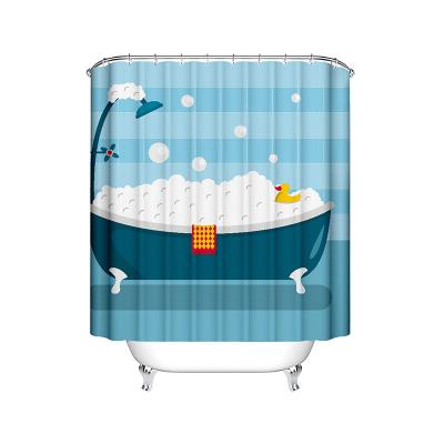 China Sustainable 3D Digital Printing Waterproof Polyester Bathroom Shower Curtain With Cute Duck Pattern for sale