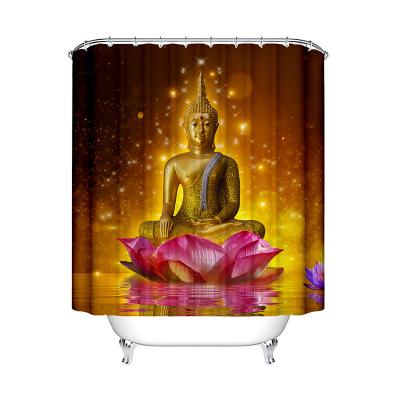 China Durable Polyester Fabric Solid Color 3d Digital Waterproof Curtains Printing Bathroom Shower Curtain With Mysterious Buddha Pattern for sale