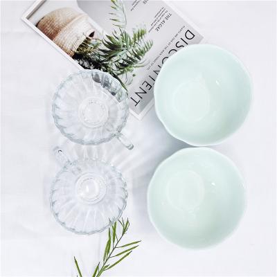 China Large quantity sustainable and excellent price Glass set 4 piece ceramic glass bowl set can be customized for sale