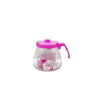 China Viable Classic Pink Glass Tea Pot Heat Resistant Pyrex Lid 950ml Glass Teapot Cover Coffee Pot Heat Resistant for sale