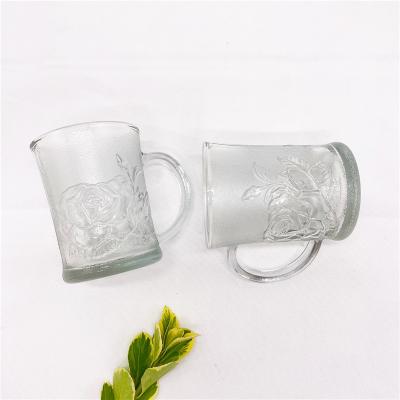 China 2 Piece Set Combination Glass Rose Pattern Glass Rose Mug Price Sustainable Price Interesting for sale