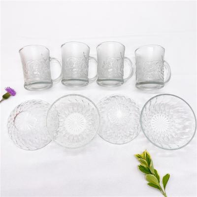 China Viable Bowl 2021Glass Ice Combination Rose Cup Bowl 8 Piece Set Glass Bowl Dish Set Business Gift Set for sale