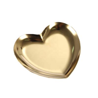 China Hot Sale Stainless Steel Factory Jewelry Display Tray Heart Shape Dish for sale