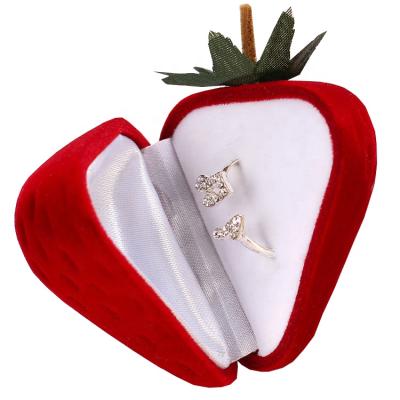 China Wedding Beautiful Strawberry Shape Velvet Custom Ring Jewelry Box for sale