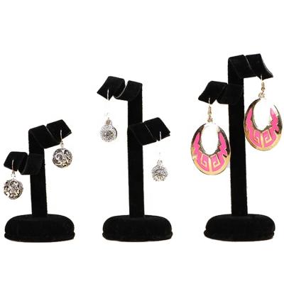 China Custom Handmade Earring Display Wholesale Velvet Jewelry Black Gray Rack Set New Hotsale Stand Holder T Bar Earring Display for sale