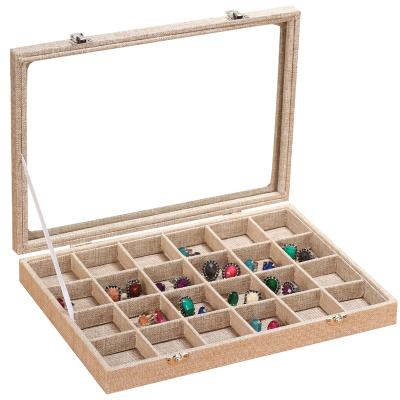 China Jewelry Window Box Jewelry Canvas Tray, Jewelry Storage Box, 24 Grid Jewelry Display Racks for sale