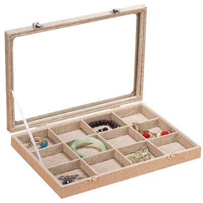 China Jewelry Window Box Jewelry Canvas Tray, Jewelry Storage Box, 12 Grid Jewelry Display Rack for sale