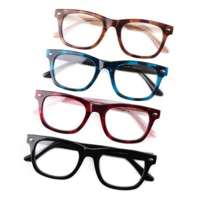 China Decorate New Design Square Acetate Glasses Optical Sight With Two Studs Men Women Rectangle Spectacle Frames for sale