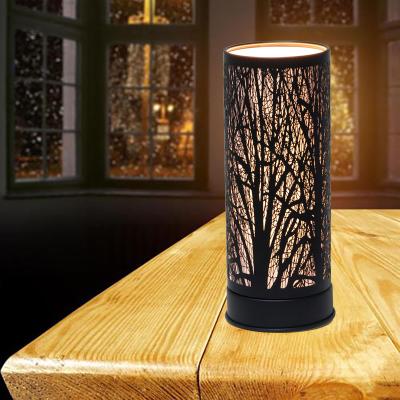 China Excellent Home Fragrance Customize Woods Design Metal Lamp Aroma Wax Warmer For Decorative Electric House Oil Burner Lamps for sale