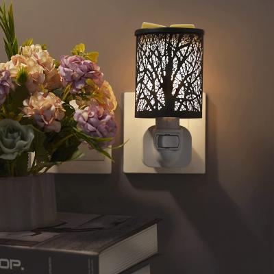 China Electric Metal+glass Plate Wax Heater Rose Fragrance Wall Light Led Lamp Plug In Wax Melt Heater for sale