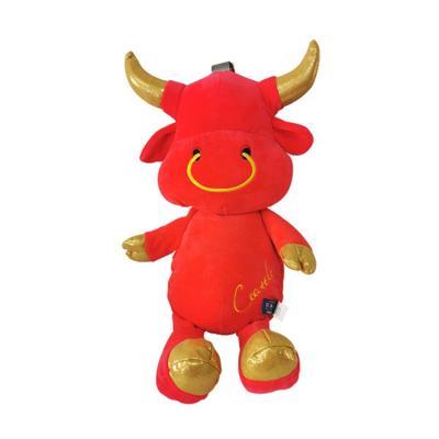 China Handmade Wholesale Custom Spandex and PP Cotton Plush Bag Cattle Plush Animal Toy Doll Bags for sale