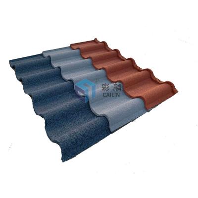 China Chinese Aluzinc Roof Sheets Stone Coated Metal With Various Colors Metal Roofing Roof Tile For Building 1340x420mm for sale